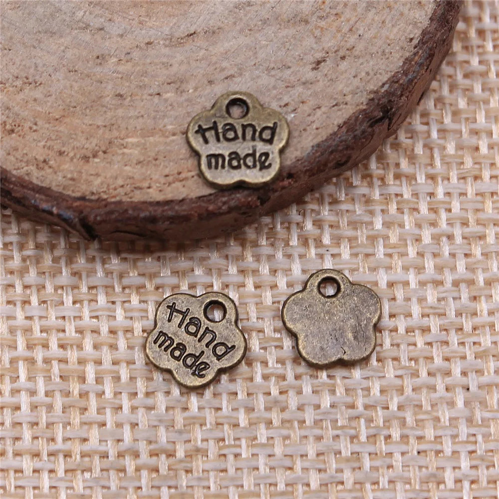 8mm 0.3g Zinc Alloy Hand Made Round Tag Letter Charm Pendant for DIY Handmade Jewelry Labels