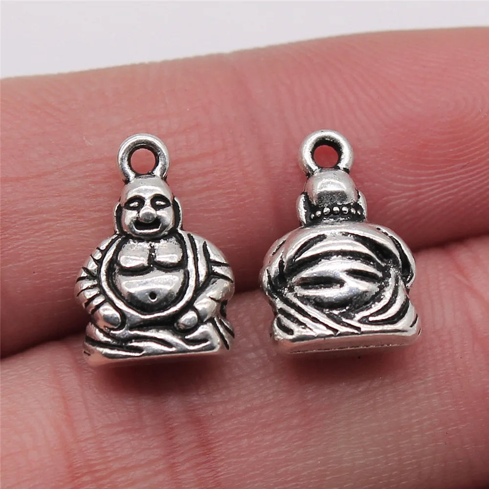 10x15mm 2g Antique Silver Zinc Alloy Buddha Charm Pendant for DIY Jewelry Making and Accessories