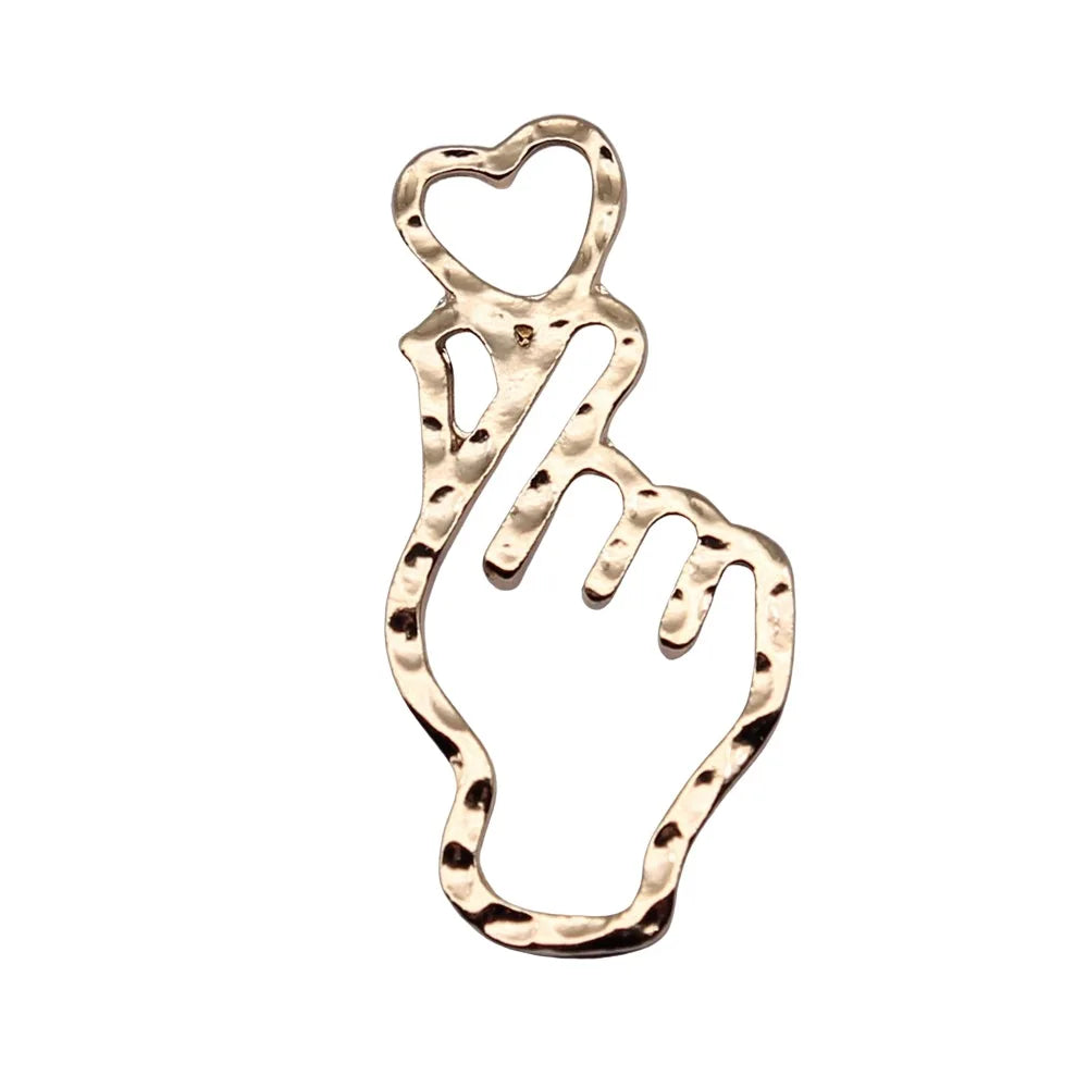 17x34mm 2g KC Gold Zinc Alloy Heart Hand Gesture Charm Pendant for DIY Necklace Bracelet Making