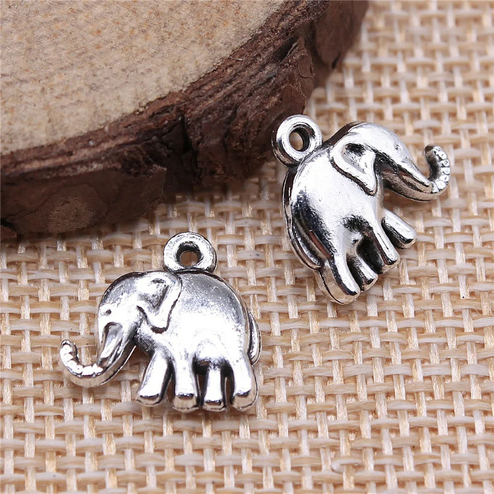 14x13mm 1.5g Antique Silver Zinc Alloy Small Elephant Charm Pendant for DIY Necklace Bracelet Making