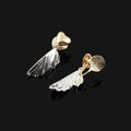 Elegant Gold Silver Two Tone Alloy Heart Fishtail Dangle Stud & Clip On No Piercing Earrings
