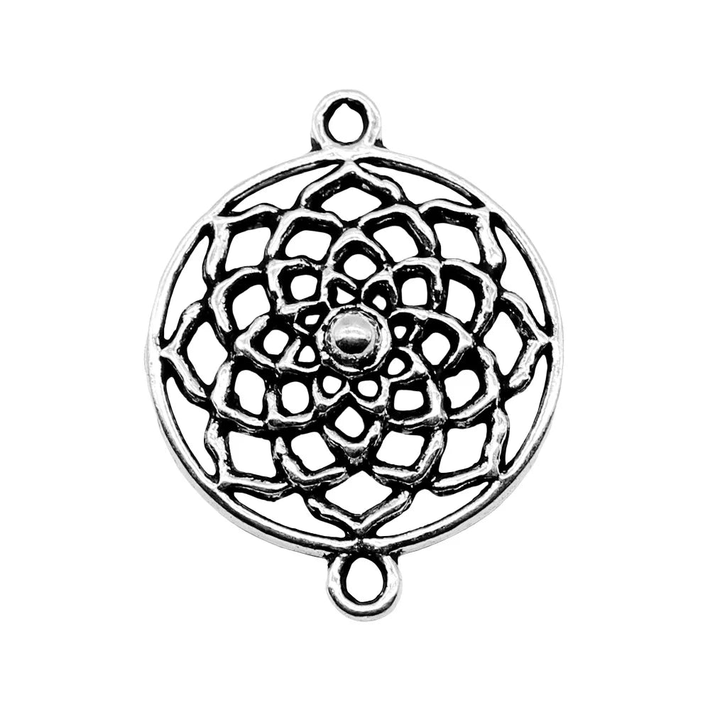 28x21mm 1.7g Antique Silver Zinc Alloy Flower Filigree Connector Charm for DIY Bracelet Making