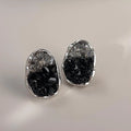 Black Glass Crystal Irregular Geometric Stud Earrings Elegant Handmade Jewelry