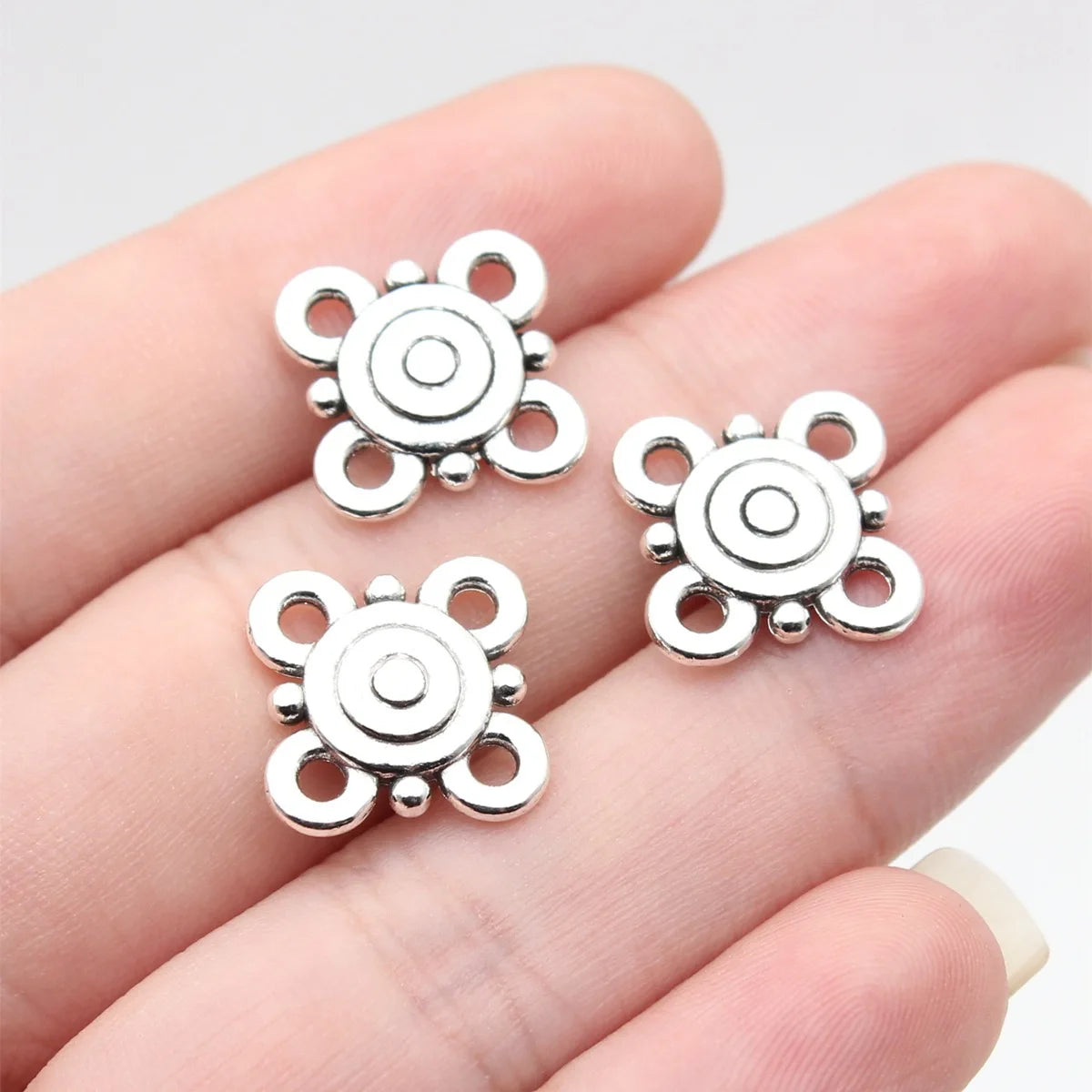 17x17mm 1.55g Multicolor Zinc Alloy Flower Connector Charm for Handmade DIY Jewelry Making