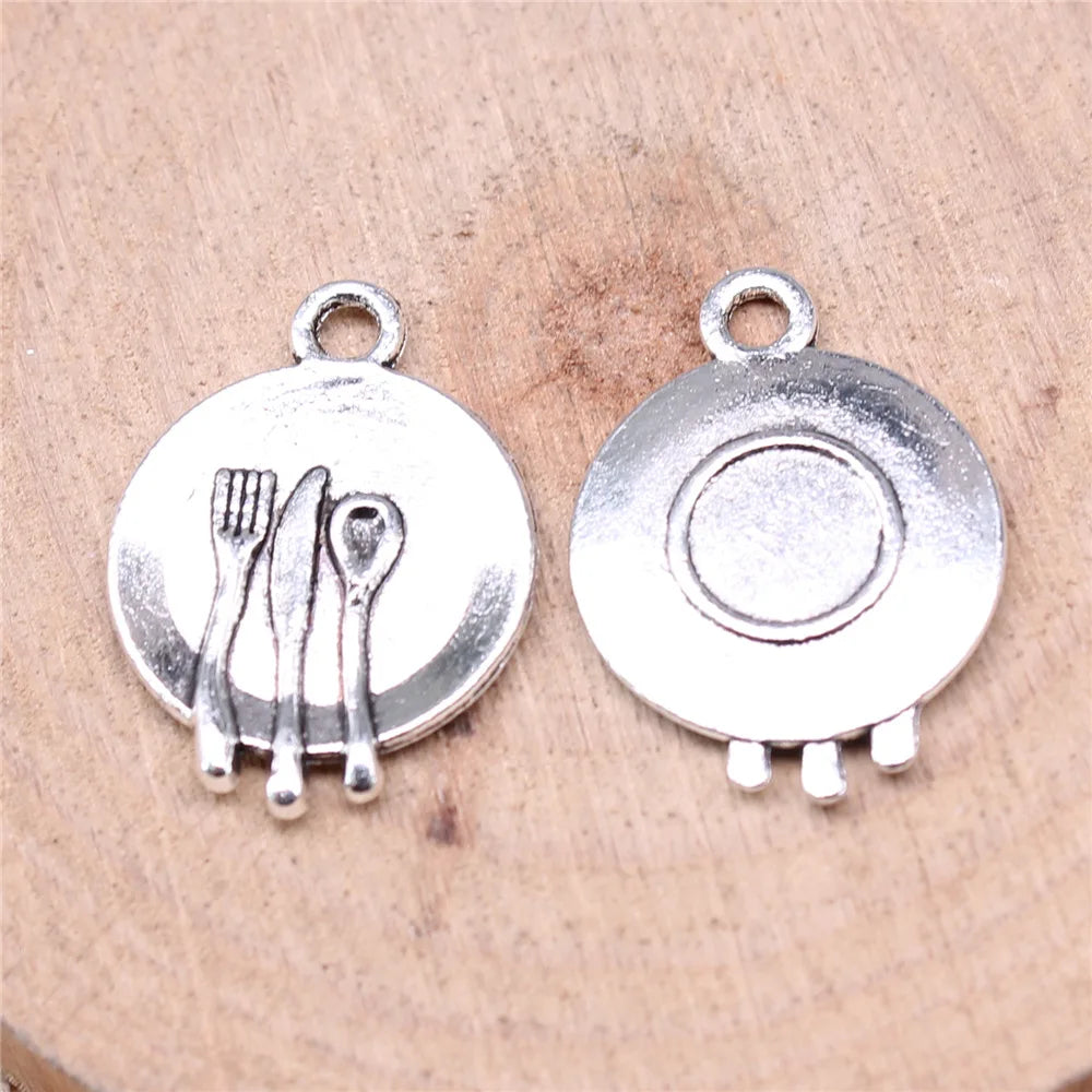15mm 0.8g Multicolor Zinc Alloy Tableware Charm Pendant for DIY Bracelet Necklace Jewelry Making