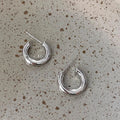 14K Gold Plated Copper Smooth Round Stud Earrings Minimalist Casual Jewelry