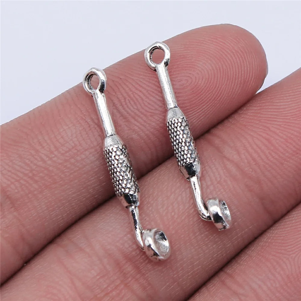 28x5mm 1.1g Antique Silver Zinc Alloy Smoking Pipe Charm Pendant for DIY Vintage Jewelry Making