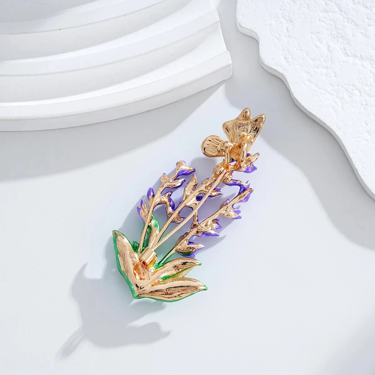 Elegant Enamel Alloy Lavender Bellflower Butterfly Brooch, Rhinestone Lapel Pin Corsage Suit Accessory Gift