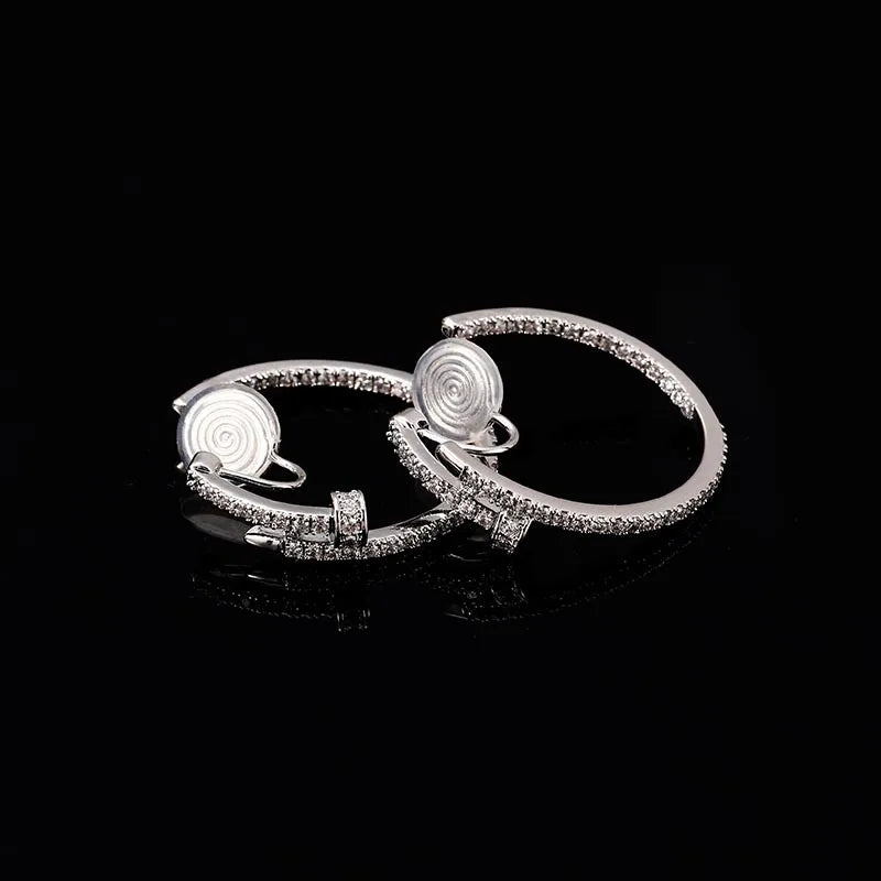Elegant Spiral Disc Hoop Zircon Alloy Stud & Clip On No Piercing Round Circle Fashion Earrings