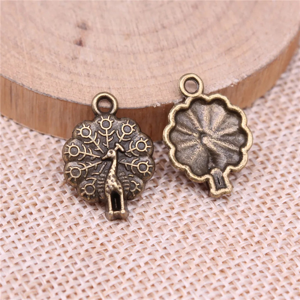 21x15mm 1.5g Multicolor Zinc Alloy Peacock Charm Pendant for Garment Accessories DIY Jewelry Making