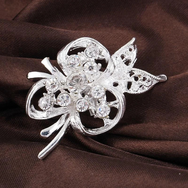 Elegant Hollow Butterfly Alloy Rhinestone Brooch, Sparkling Floral Lapel Pin Corsage Suit Accessory Gift