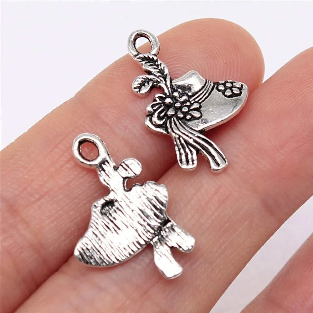 22x14mm 1g Antique Silver Zinc Alloy Top Hat Charm Pendant for DIY Vintage Jewelry Making