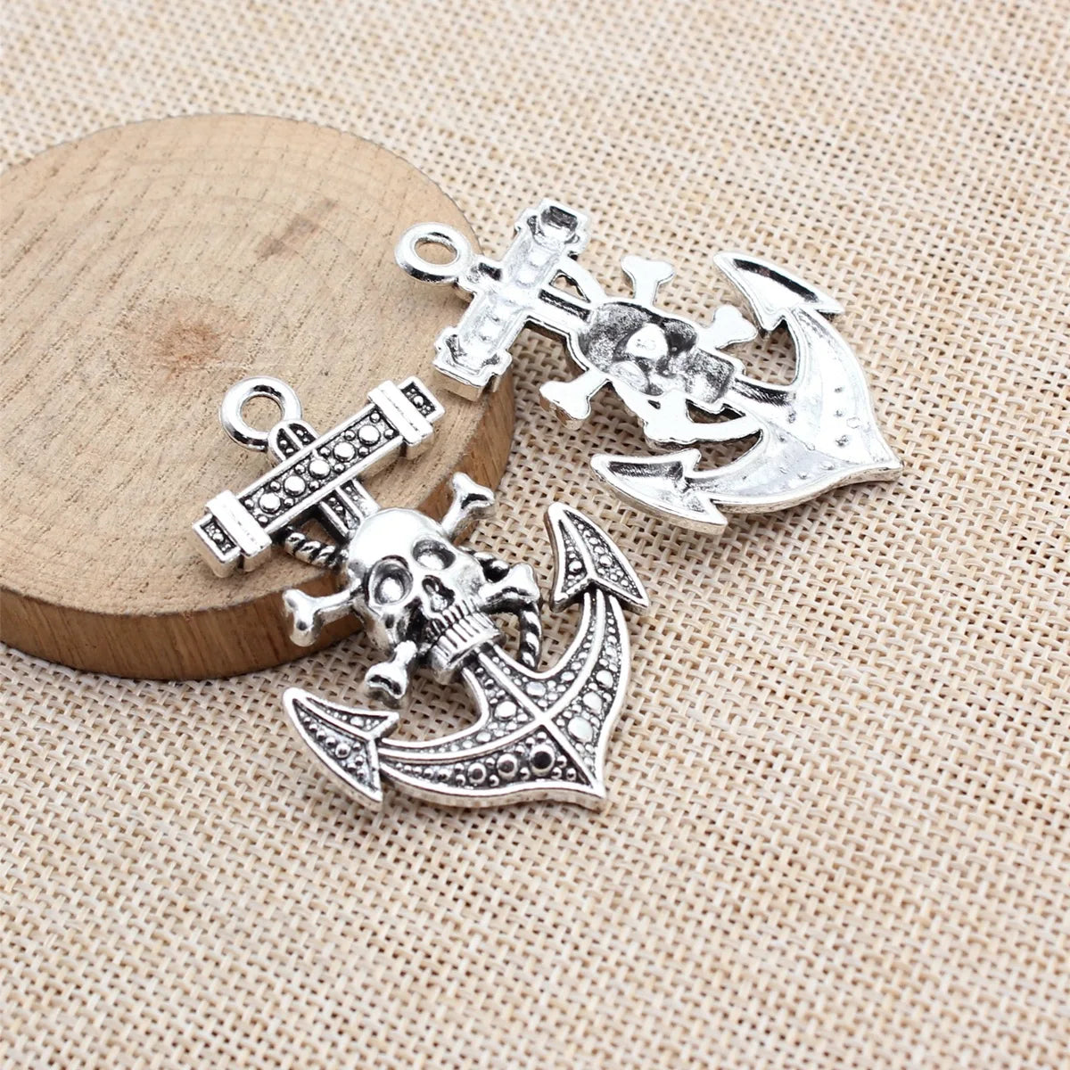54x36mm 9.5g Multicolor Zinc Alloy Anchor Skull Charm Pendant for DIY Gothic Necklace Jewelry Making