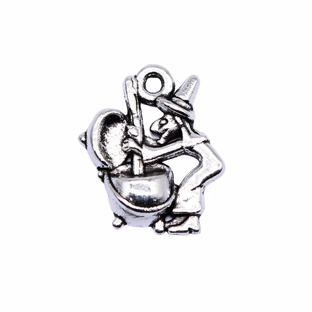 17x14mm 1.3g Multicolor Zinc Alloy Witch Grinding Medicine Charm Pendant for DIY Jewelry Making