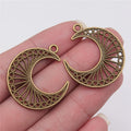 30x34mm 2.2g Multicolor Zinc Alloy Hollow Moon Earring Charms for DIY Earrings Jewelry Making