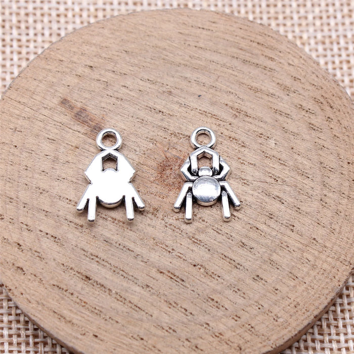 16x11mm 0.82g Antique Silver Zinc Alloy Cute Spider Charm Pendant for DIY Halloween Jewelry Making