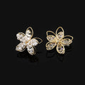 Elegant Daisy Flower Crystal Alloy Wire Stud & Clip On No Piercing French Forest Style Earrings