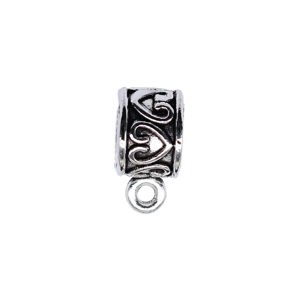 12.5x8.8x6mm 1.5g Antique Silver Zinc Alloy Heart Pendant Bail Connector for DIY Necklace Bracelet Making