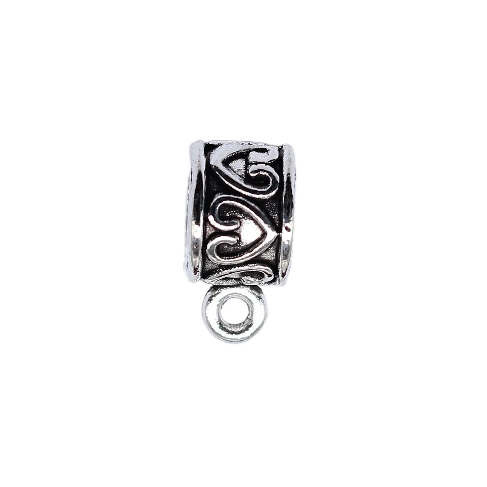 12.5x8.8x6mm 1.5g Antique Silver Zinc Alloy Heart Pendant Bail Connector for DIY Necklace Bracelet Making