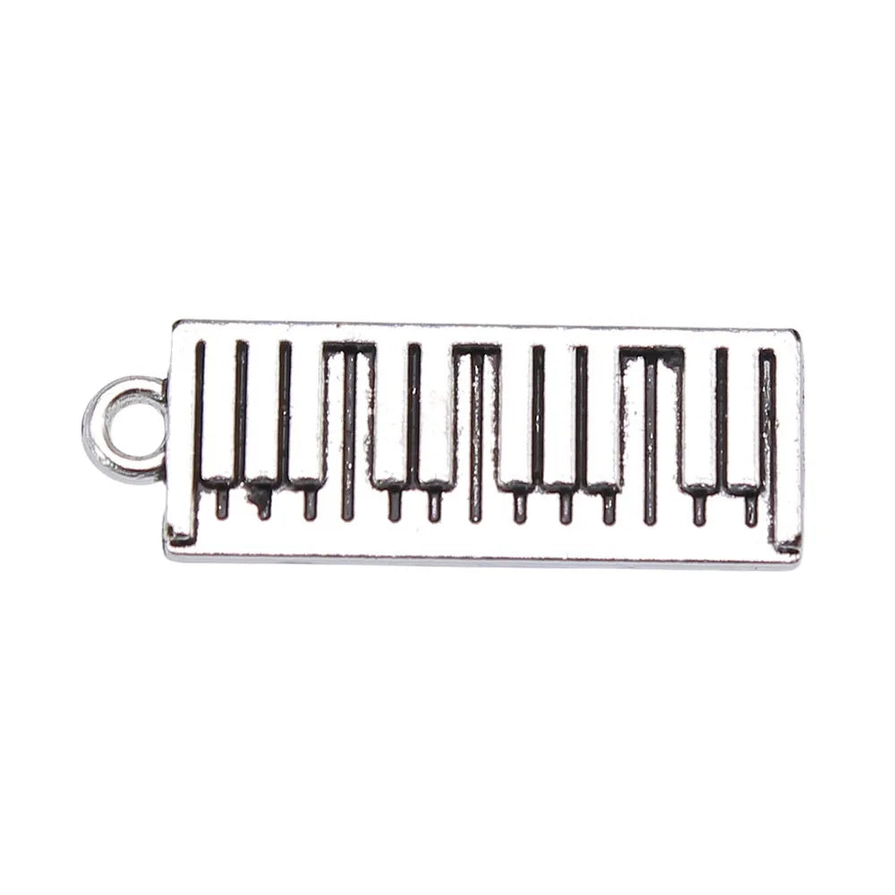 30x10mm 2.9g Antique Silver Zinc Alloy Electronic Keyboard Charm Pendant for DIY Music Jewelry Making