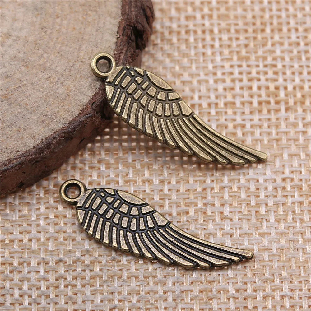 31x9mm 1.3g Multicolor Zinc Alloy Wing Charm Pendant for DIY Angel Theme Necklace Bracelet