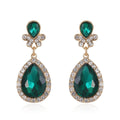 Luxury Emerald Green Crystal Rhinestone Teardrop Earrings For Women Wedding Banquet Party Gift