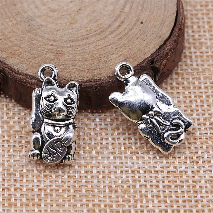 23x11mm 3.2g Multicolor Zinc Alloy Lucky Cat Charm Pendant for DIY Necklace Bracelet Jewelry Making