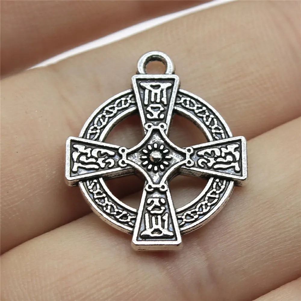 23x20mm 2.3g Antique Silver Zinc Alloy Cross Charm Pendant for DIY Necklace Bracelet Jewelry Making