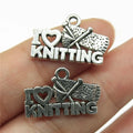 20x12mm 1.3g Antique Silver Zinc Alloy I Love Knitting Letter Charm Pendant for DIY Jewelry Making