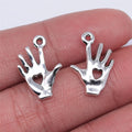18x11mm 1g Antique silver tone zinc alloy Hand Heart charm pendant for DIY bracelet necklace making