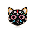 Cute Enamel Rhinestone Alloy Cat Brooch For Women, Korean Style Lapel Pin Corsage Suit Accessory Gift