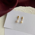 Natural Freshwater Pearl Drop Stud Earrings 14K Plated Minimalist Handmade
