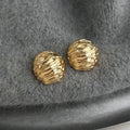 Old Money Style Walnut Texture Geometric Round Oval Stud Earrings For Women