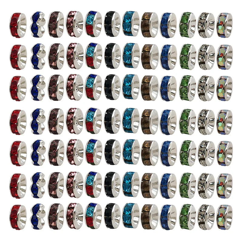 6mm Zinc Alloy Rhinestone Wheel Rondelle Spacer Beads for DIY Bracelet Jewelry Making