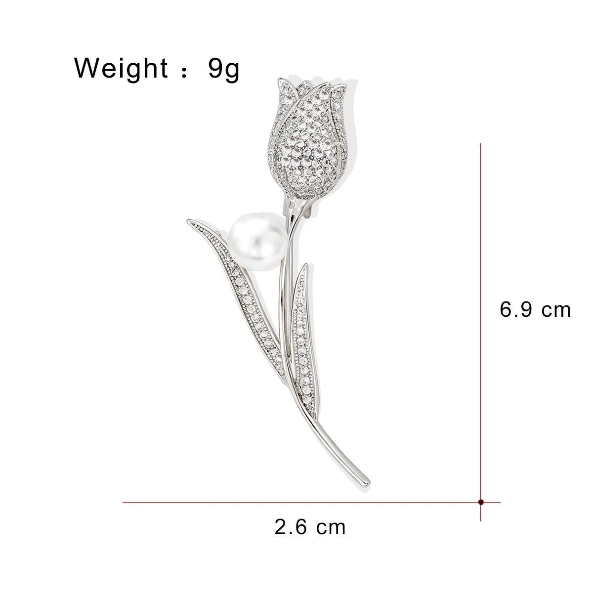 Elegant Tulip Flower Brooch With Pearl And Zircon Rhinestones, Luxury Lapel Pin Corsage Gift