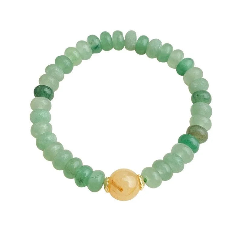 Natural Citrine Green Aventurine Copper Geometric Chinese Style Bracelet For Women