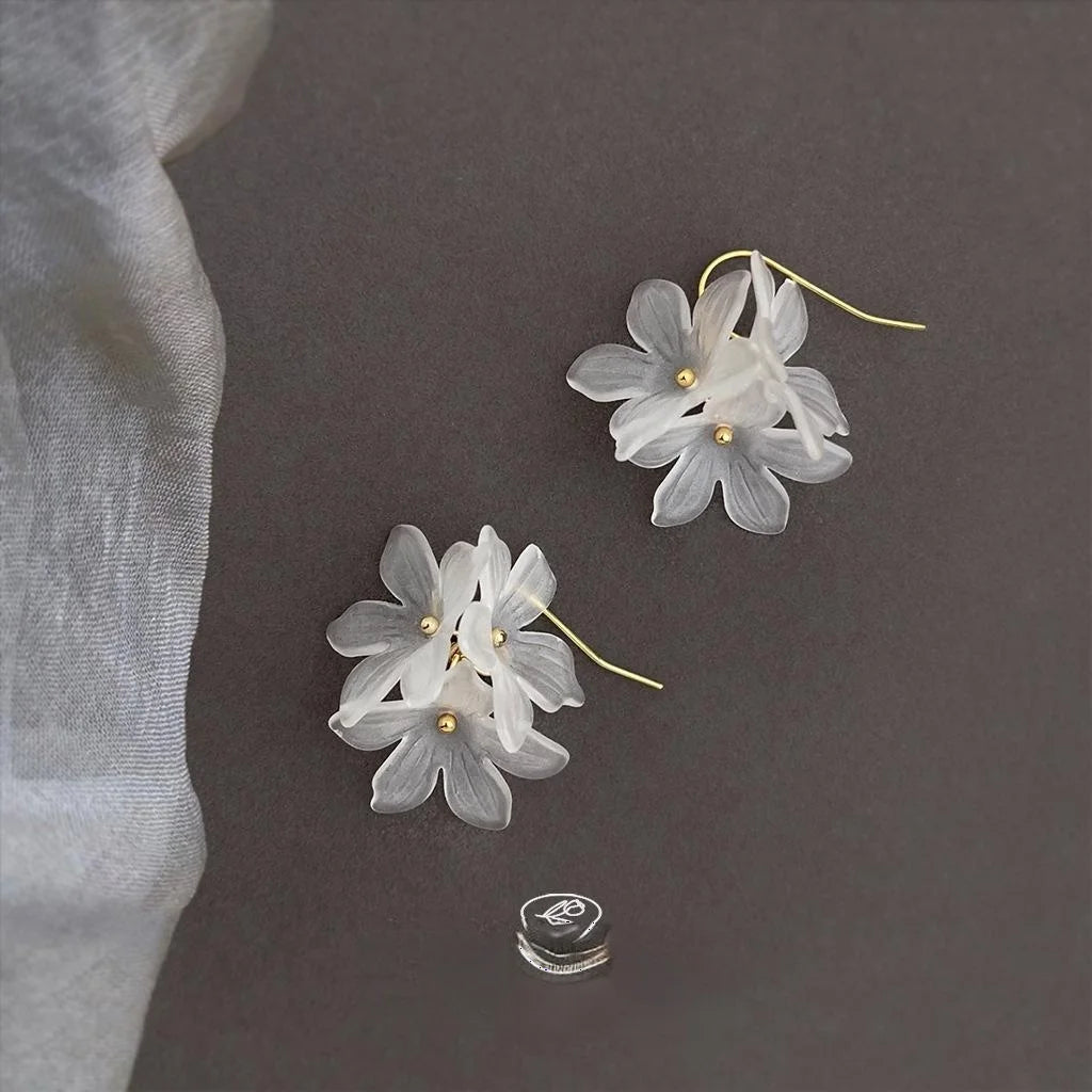 Sweet Floral Acrylic Flower Drop Earrings For Women Elegant Forest Style Jewelry