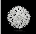 Elegant Hollow Silver Alloy Rhinestone Floral Brooch For Women Sparkling Lapel Pin Corsage Suit Accessory Gift