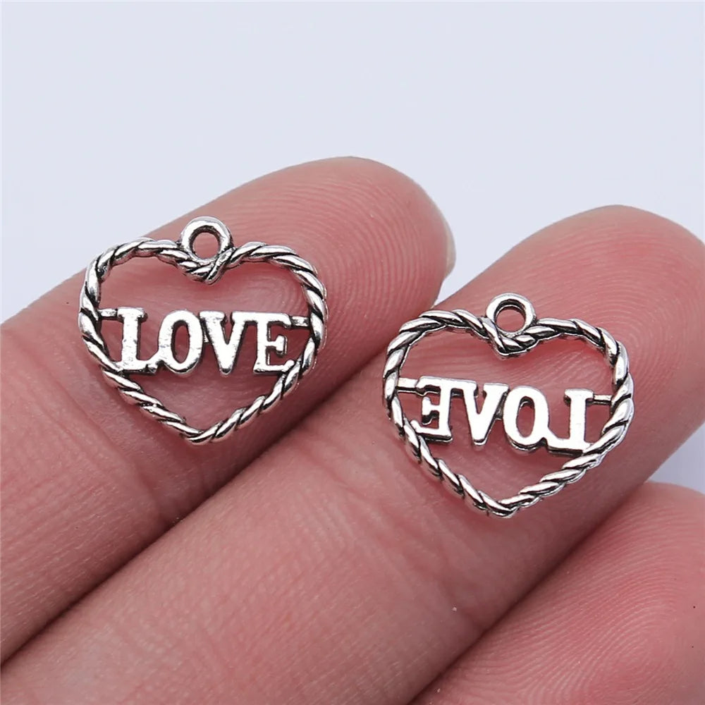14x15mm 0.8g Antique Silver Zinc Alloy Love Heart Charm Pendant for DIY Bracelet Necklace Making