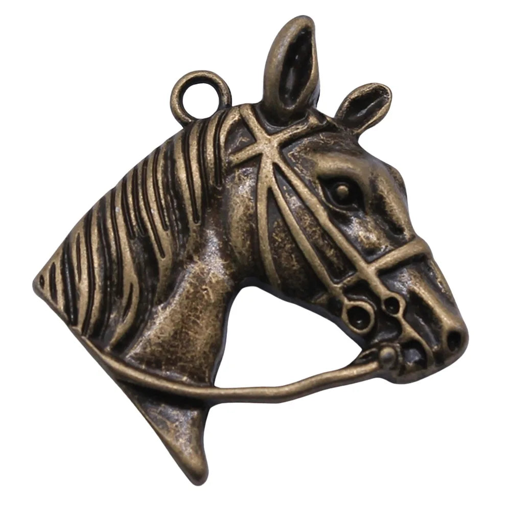 37x36mm 10.7g Multicolor Zinc Alloy Horse Head Charm Pendant for DIY Necklace Bracelet Making
