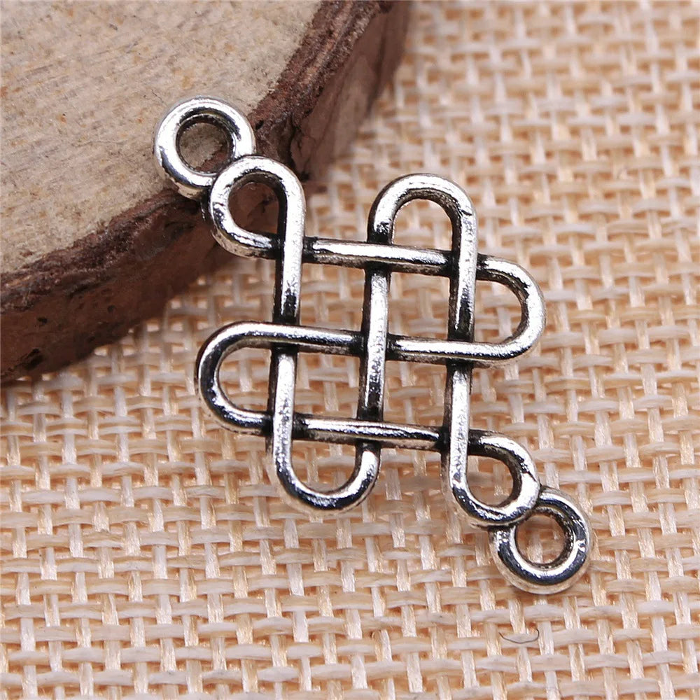31x18mm 1.2g Multicolor Zinc Alloy Chinese Knot Connector Charm for DIY Bracelet Jewelry Making