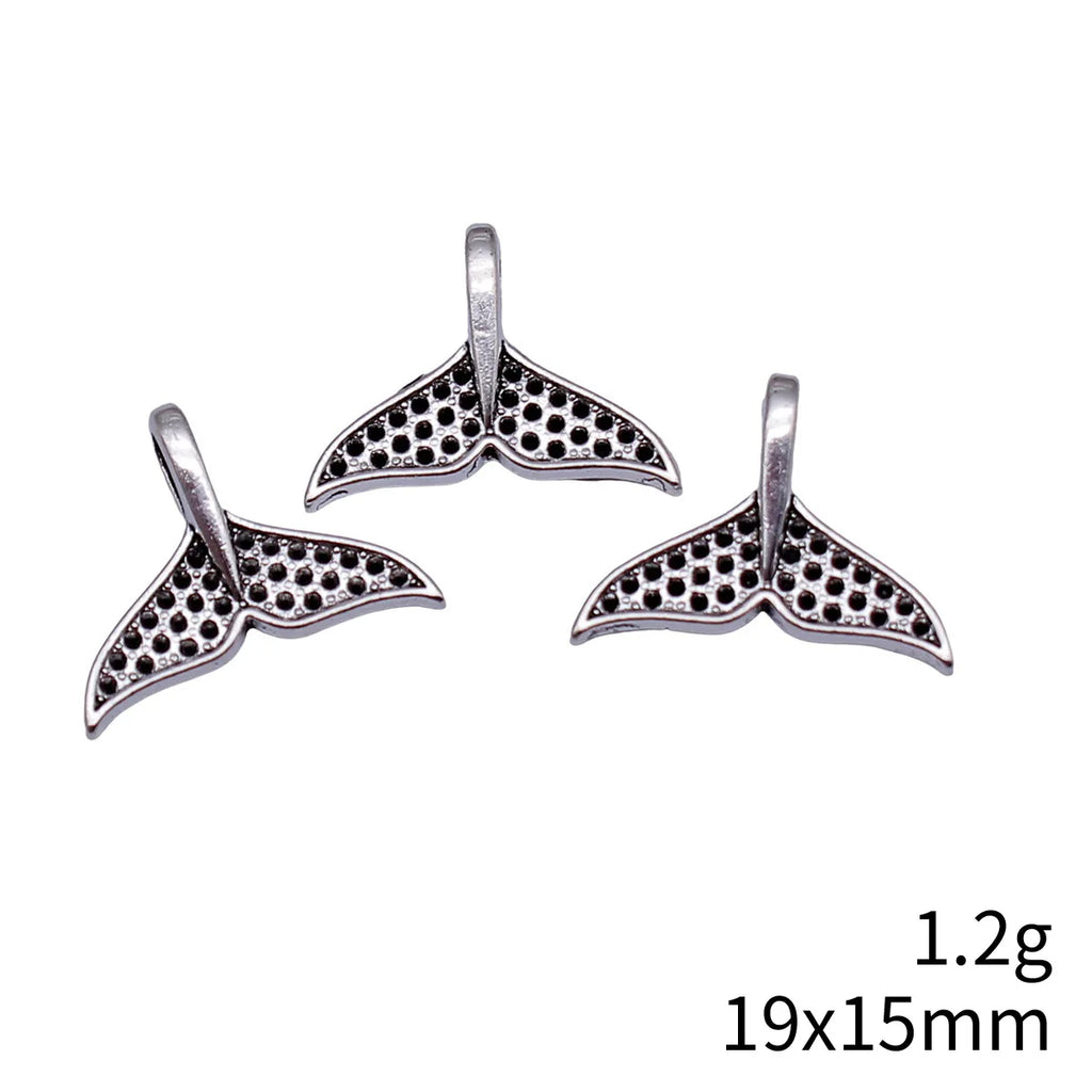 19x15mm 1.2g Antique Silver Tone Zinc Alloy Fish Tail Charm Pendant for Mermaid Theme DIY Jewelry
