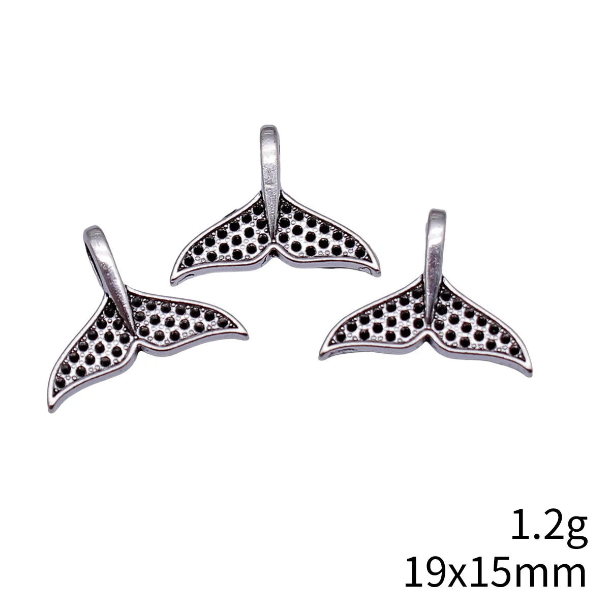 19x15mm 1.2g Antique Silver Tone Zinc Alloy Fish Tail Charm Pendant for Mermaid Theme DIY Jewelry