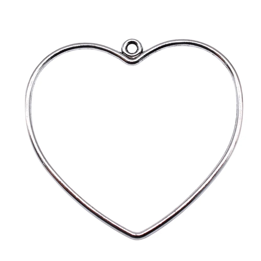 49x47mm 2.7g Antique Silver Zinc Alloy Hollow Heart Charm Pendant for DIY Necklace Bracelet Making