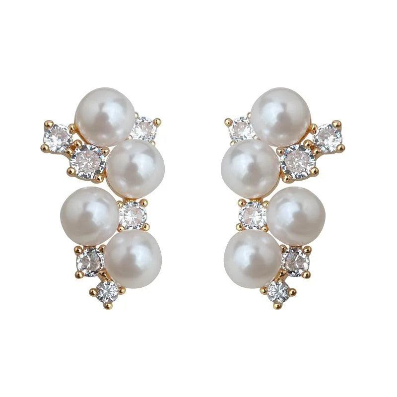 Light Luxury Micro Pave Zircon Constellation Geometric Copper Stud Earrings
