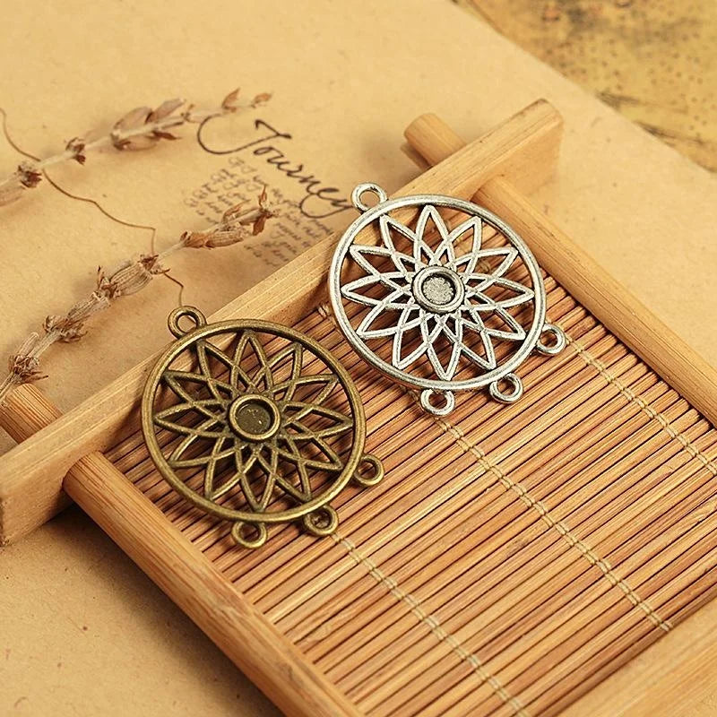 33x22MM Antique Silver Zinc Alloy Hollow Charm Pendant for DIY Necklace Bracelet Jewelry Making