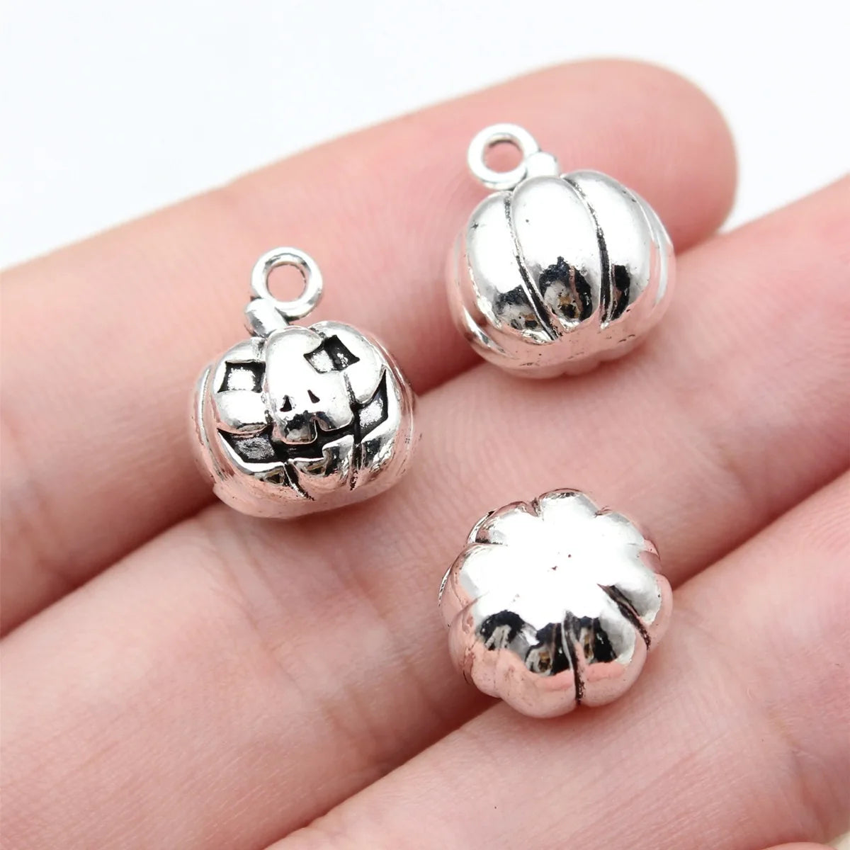 14x12x12mm 4.7g Antique Silver Zinc Alloy 3D Halloween Pumpkin Lantern Charm Pendant for DIY Jewelry