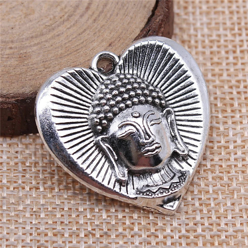 32x32mm 7.3g Multicolor Zinc Alloy Buddha in Heart Charm Pendant for DIY Handmade Jewelry Making