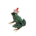 Cute Enamel Frog Prince Brooch With Rhinestone Crown, Animal Lapel Pin Corsage Suit Accessory Gift
