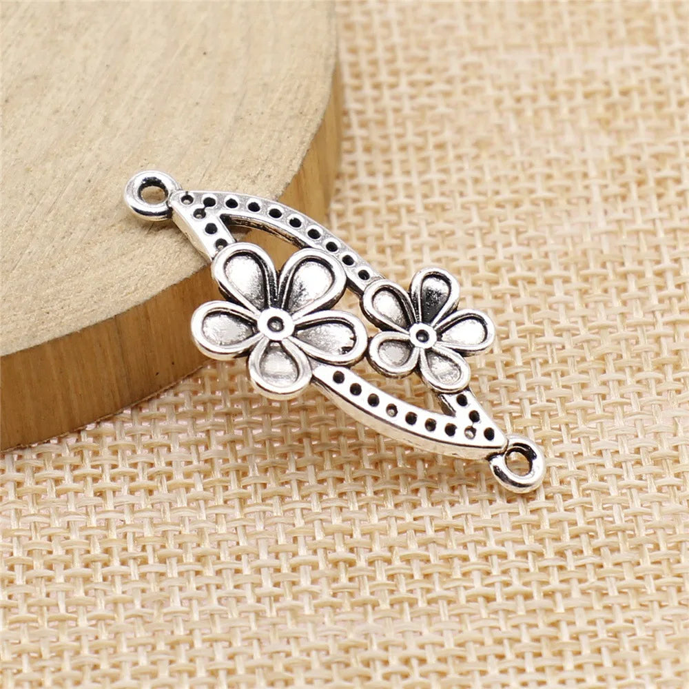 37x17mm 2.2g Multicolor Zinc Alloy Flower Connector Charm for DIY Necklace and Bracelet Making